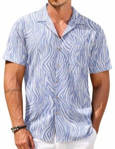 COOFANDY Men's Floral Short Sleeve Beach Shirt