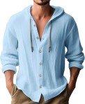 Men's Casual Hooded Linen Button-Down Shirt