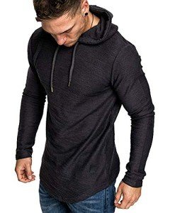 Lexiart Men's Solid Color Athletic Hoodie - Black