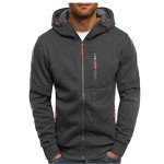 Men's Casual Zip Pocket Hoodie - Dark Grey