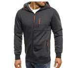 Men's Casual Zip Pocket Hoodie - Dark Grey