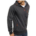Men's Casual Zip Pocket Hoodie - Dark Grey
