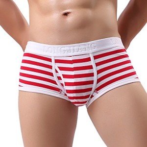 Men's Cotton Stripe Boxer Briefs with Adjustable Fit