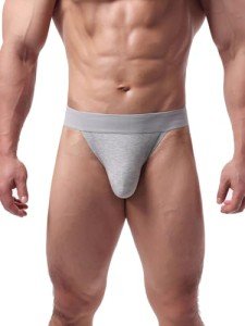 Grey Low Rise Ribbed Men's Bikini Underwear