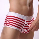 Men's Cotton Stripe Boxer Briefs with Adjustable Fit