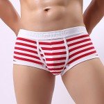Men's Cotton Stripe Boxer Briefs with Adjustable Fit