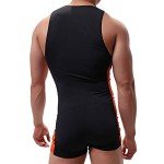 Men's Athletic Bodysuit - Black Leotard, Large