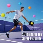 6 Pack Colorful Durable Pickleballs with Mesh Bag
