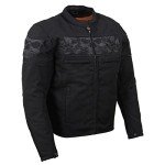 Men’s Black Padded Motorcycle Jacket with Skull Design
