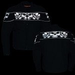 Men’s Black Padded Motorcycle Jacket with Skull Design