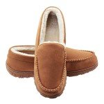 Beige Plush Moccasin Slippers for Men