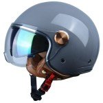 BEON Retro Half Motorcycle Helmet with Dual Visors