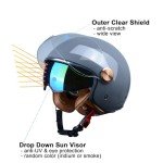 BEON Retro Half Motorcycle Helmet with Dual Visors