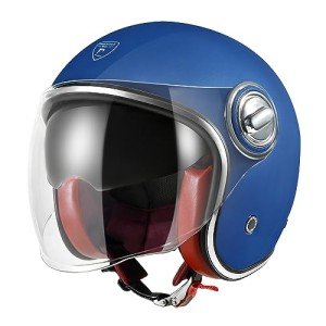 Retro Open Face Motorcycle Helmet - Sapphire Blue