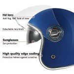 Retro Open Face Motorcycle Helmet - Sapphire Blue