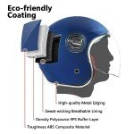 Retro Open Face Motorcycle Helmet - Sapphire Blue