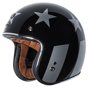 TORC T-50 Gloss Black Retro Motorcycle Helmet - Large