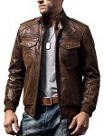 Men's Retro Brown Leather Biker Jacket