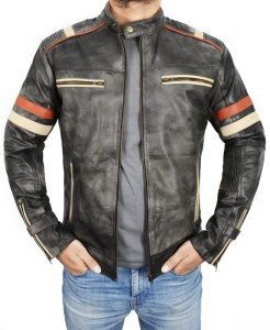 Men's Vintage Café Racer Distressed Leather Jacket