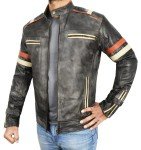 Men's Vintage Café Racer Distressed Leather Jacket