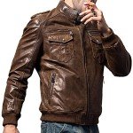 Men's Retro Brown Leather Biker Jacket