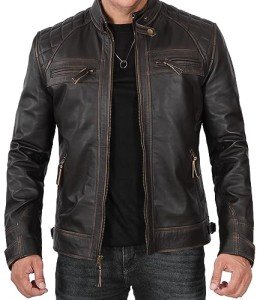 Men's Retro Slim Fit Leather Motorcycle Jacket