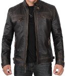 Men's Retro Slim Fit Leather Motorcycle Jacket