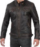 Men's Retro Slim Fit Leather Motorcycle Jacket