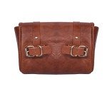 Brown Leather Saddle Bag for Motorcycle and Bicycle