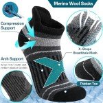 Men's Merino Wool Ankle Hiking Socks - 6 Pairs