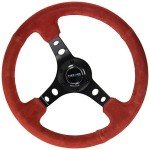 NRG-RST-006S-RR Red Suede Sport Steering Wheel