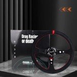 RASTP 13.58" Suede Racing Steering Wheel with Horn