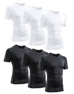 Men's 6 Pack Short Sleeve Compression Workout Tops