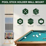 Wall-Mounted Pool Cue Rack and Organizer - Black