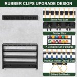 Wall-Mounted Pool Cue Rack and Organizer - Black