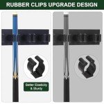 Wall-Mounted Pool Cue Rack and Organizer - Black