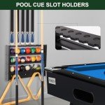 Wall-Mounted Pool Cue Rack and Organizer - Black