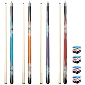 4-Piece Maple Wood Pool Stick Set for Adults