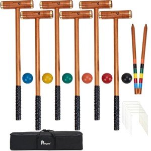 Deluxe 35" Retro Style Croquet Set for Fun