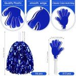 Blue Pom Poms, Thunder Sticks, Hand Clappers and Cowbell Set 36pcs