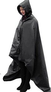 DUKUSEEK Waterproof Hooded Fleece Outdoor Blanket