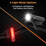 Ascher USB Rechargeable Bike Light Set - 4 Modes