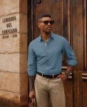 PJ PAUL JONES Men's Blue Casual Dress Shirt