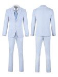 Light Blue Striped Slim Fit Seersucker Suit Set