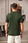 Men’s Army Green Zipper Polo Shirt – Casual Golf Style