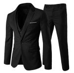 Men's Modern Fit Black Suit Jacket and Trousers Set