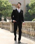 Men's Modern Fit Black Suit Jacket and Trousers Set