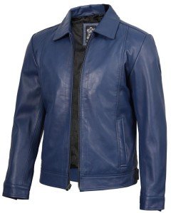 Men's Stylish Leather Jacket - Jose Blue