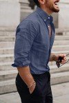 JMIERR Men's Casual Button Down Linen Shirt