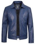 Men's Stylish Leather Jacket - Jose Blue